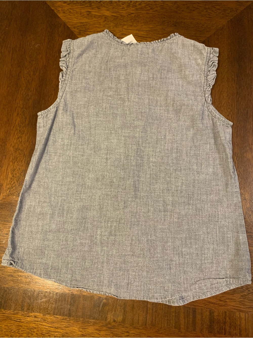 Basic Editions Sleeveless Ruffle Button-Down Top - Picture 2 of 5